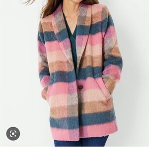 Ann Taylor Checked Boucle Cocoon Coat